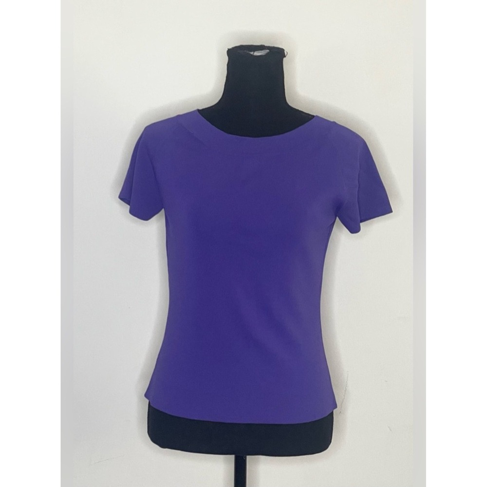 J.A.C. Womens Purple Boat Neck Short Sleeve Knit Top Size L - Picture 2 of 8